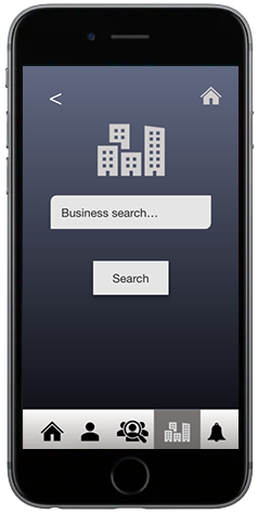 Phone showing how you can search for a certain business in the DataManage app to find out what information that business has about you